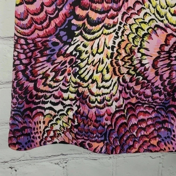 Lane Bryant Pink Multicolor Peacock Pattern Ruffle Sleeveless Size 14 - Picture 4 of 8